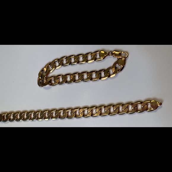 Unisex gold plated Cuban link bracelets, lobster closure - Picture 5 of 10